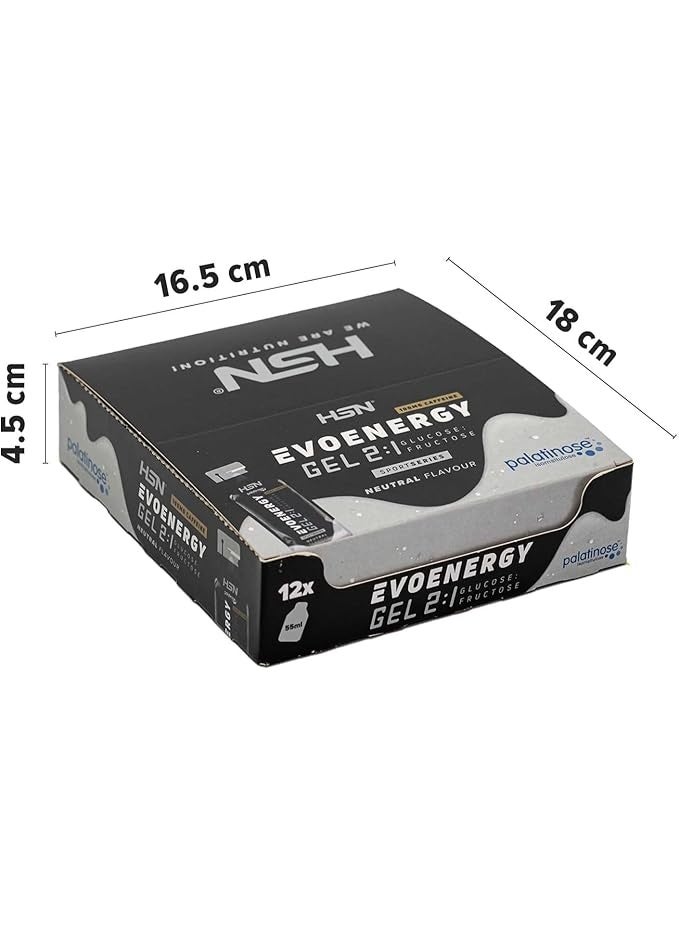 HSN Evonergy Gel With Caffeine | Unflavored - Box of 12 Units of 55ml | 30g Carbohydrates per Gel Ratio 2:1 (Glucose:Fructose) | 100mg Sodium 100mg Caffeine | Fluid Texture | Non-GMO,Vegan, Gluten - Image 4